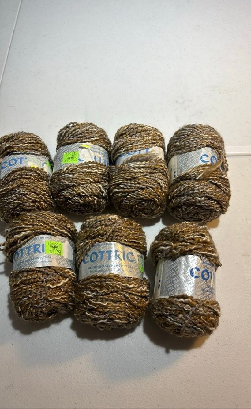 Lot of 7 Skeins of Cottric Yarn 70% Acrylic 30% Polyester Bronze Koala